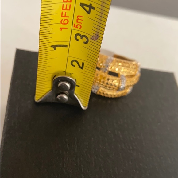 Sterling 925 18k Gold Clad Basket Weave Ring  7 - Picture 10 of 11